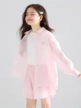 夏用 女児用軽量サマーコート【物理的防晒・ピーチピンク・快適な着心地】