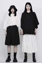 アーティスティックデザイン レディースショートスリーブシャツ【スタンドカラー・大袖口】