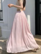 流れるような光沢を持つプリーツスカート【高腰・Aライン・軽やかなデザイン】