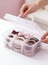 透明な仕切り付きジュエリーボックス【女の子用・ヘアアクセサリー・化粧品収納・便利な整理ボックス】