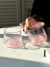 富士山デザインの高級感あるグラス【珊瑚ピンク・ウイスキー用】