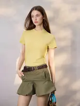 ヴィンテージ風デニムフリルショートパンツ【ウォッシュ加工・秋用】（セットアップ対応）