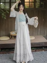 青煙改良型女性用漢服【ラウンドネック・八破スカート・日常着・夏用】