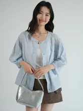 涼感薄手コート【大きいサイズ・七分袖・ラウンドネック・女性用】