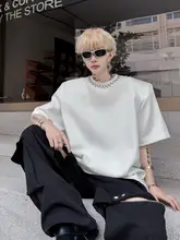 メンズ ストリートスタイル 半袖Tシャツ【ビーズ装飾・ルーズフィット・個性的なデザイン】