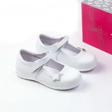 白色大人用女児用革製学校用シューズ【サイドベルト付き・履きやすい】