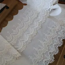 水洗杏色 コットンエンブロイダリーフラワーレース【衣服用・服の接ぎ合わせに最適】