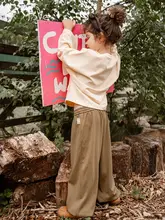 モダール素材の北欧風キッズパンツ【春秋用・薄手・裾リブ・ユニセックス】（セットアップ対応）