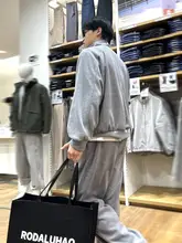 スタンドカラースウェット セットアップ メンズ ドレープ スポーツ カジュアル トレンド 着回し 上品 春 秋 韓流