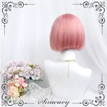 可愛いピンクのロリータ風学生用ボブヘアスタイル【個性的・ショートヘア】