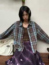 アメリカンビンテージ風チェックボタンダウンシャツ【長袖・ゆったりとしたフィット・ペア対応】