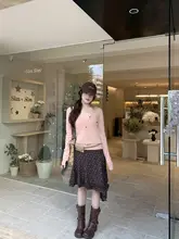 不規則なフラワープリントのミディ丈スカート【韓国風・Aライン・春用】（セットアップ対応）