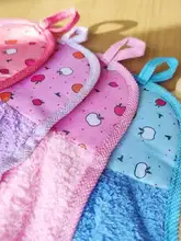 かわいいダブルフェイスタオル【キッチン用・吸水性・珊瑚フリース・ハンギングタイプ】
