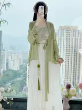 四つ葉クローバーの宋風漢服【百褶スカート・長袖・日常使い・国風・夏用】（セットアップ対応）
