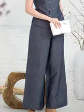 夏用 コットンリネン ワイドパンツ【リラクシー・ストレート・ウエストゴム】