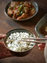 和風二人用陶器食器セット【手描きのご飯茶碗・スープボウル・麺ボウル・ギフトボックス入り】（セットアップ対応）