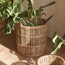 バンブーワovenフラワーポット【室内用・大型植物・ハンドメイド・インテリア装飾用】（セットアップ対応）