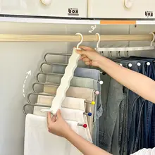 無痕防滑折り畳み式パンツハンガー【金属製・多機能・収納便利】