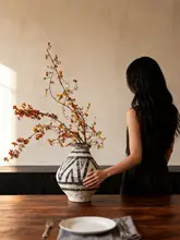 侘寂風ジオメトリック三角模様の花器【ホテルや民宿のインテリアに最適】