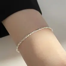 925純銀製 フラットチェーンブレスレット【学生向け・個性的なデザイン・夏用】