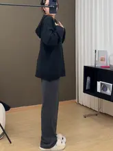深灰色の高腰ワイドパンツ【ストレート・大きいサイズ・フィット】