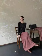 スカート 女性 秋 新作 着回しやすい スリム 大きく広がるロングスカート ハイウエスト