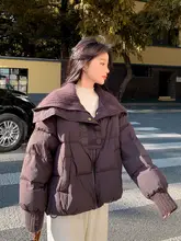 コーヒー色のダウンジャケット【白鹅绒・ダッカラップ・女性用・冬用・厚手・ショート丈】