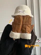 保温加絨の厚手手袋【レトロスエード・連指・滑雪・アウトドア・防寒用】