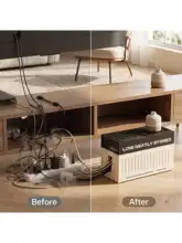 デスクトップ用電源タップ収納ボックス【二段構造・ケーブル整理・充電器用】