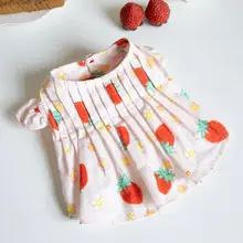 可愛い！草苺風プリーツ付き袖の犬用ミニスカート【夏用・ペット用】（セットアップ対応）