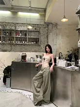 デザイン性のあるビジュー付きデニムパンツ【夏用・ハイウエスト・ストレート・ワイドレッグ】（セットアップ対応）
