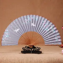 真丝の折りたたみ扇子【古典中国風・可愛いウサギデザイン・携帯用】