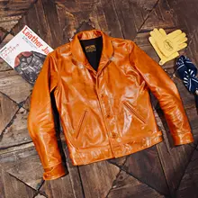 羊革ジャケット 男性用 短いフィット アメリカン レトロ 本革ジャケット
