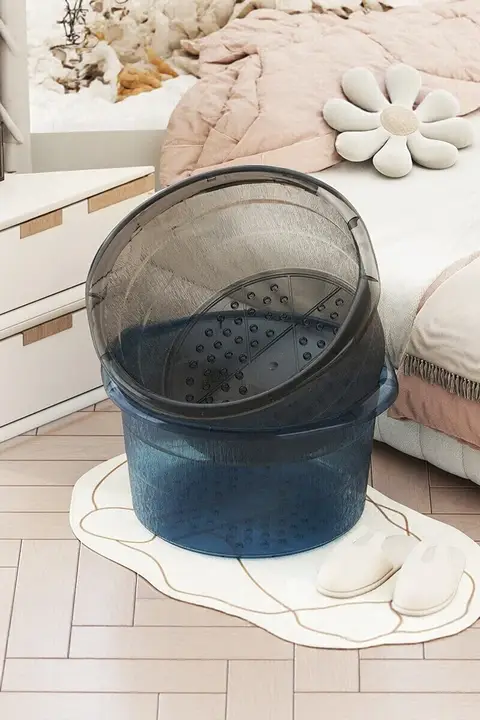 透明プラスチック製 足湯バケツ【家庭用・マッサージ機能付き・秋冬用】
