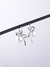 925純銀バレエリボンパールイヤリング【上質デザイン・軽やかさ】