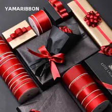 手作り赤いサテンリボン【結婚式・装飾用・DIY・中国赤・喜字モチーフ】