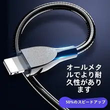 Apple iPhone/iPad用データケーブル【金属製・断線防止・急速充電対応・長さ1.5m】