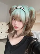 Lolita風 短めウィッグ【アジア人風・グラデーション・ツインテール・クリップ式】