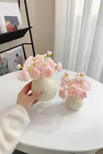 ミニ花瓶 陶製 リビング装飾 フェイクフラワー シンプル