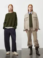 秋季用 レッド モヘアニットセーター【ゆったりシルエット・クルーネック・温かみのある素材】