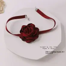 クリスマス酒紅色ローズネックレス【チョーカー・デート・パーティー用】