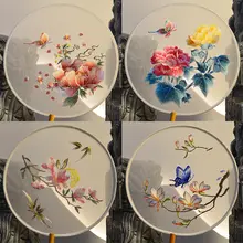 丸型団扇【国風デザイン・刺繍・子供用・舞踊用】