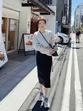 MsDidion 高密度コットン製 レトロデザインのショートクルーネックスウェットシャツ【春秋用】