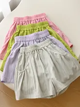 子供用肌理感ショートパンツ【女児・ハイウエスト・薄手・Aライン・夏用】（セットアップ対応）