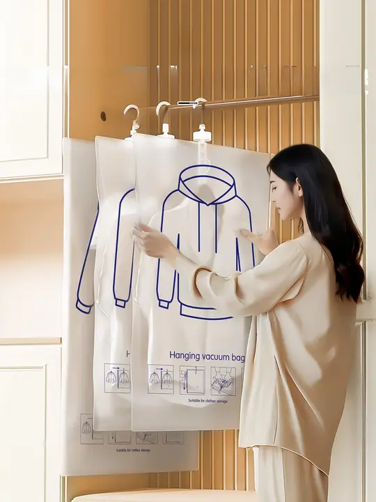 真空圧縮袋 羽毛服用【防塵・収納タイプ・吊り下げ可能】