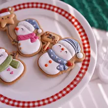 クリスマス雪だるまモチーフのアイシングクッキー型【星型・手押しタイプ】