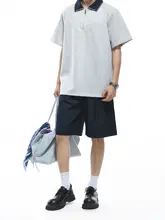 極上の柔らかさの抗皺透気性仿牛仔肌理のゆったりストレートカジュアルショートパンツ【男性用・夏向け】