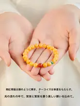 天然素材の蜜蝋ブレスレット【男性向け・琥珀・南紅・緑松石・色彩豊か】