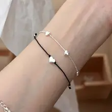 S925純銀の小さなハートブレスレット【シンプルデザイン・光沢のあるハート・女性用】