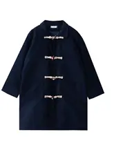 秋冬用 フレンチスタイルのレトロデザイン 中長丈 ダッフルコート【ウール混・女性用・ラペル付き】